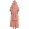 Abayas for Girls Abaya Two-piece Muslim Long Sleeve Arabian Robe Ramadan Maxi Dresses and Full Cover Lace Hijab Kids Dubai Turkey Kaftan Prayer Dress Modest Islamic Casual Clothes Orange Pink 5-6 T view 4