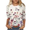 3/4 Sleeve Tunic Tops for Women Vintage Floral Print Blouse Crew Neck Summer Casual Tops Loose Fit Shirt view 1