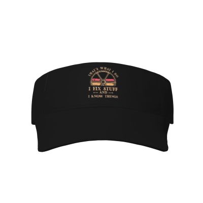 WEIRUYBC That's Whats I Do I Fix Stuff and I Know Things Visor Adjustable Sun Visor Cap Unisex-Adult Golf Visor Summer Beach Hats Athletic Empty Top Black