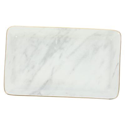 WHAMVOX Ceramic Jewelry Tray with Marble Pattern Decorative Necklace and Ring Holder Nordic Style Storage for Home Desktop and Jewelry Display Large for Daily Use