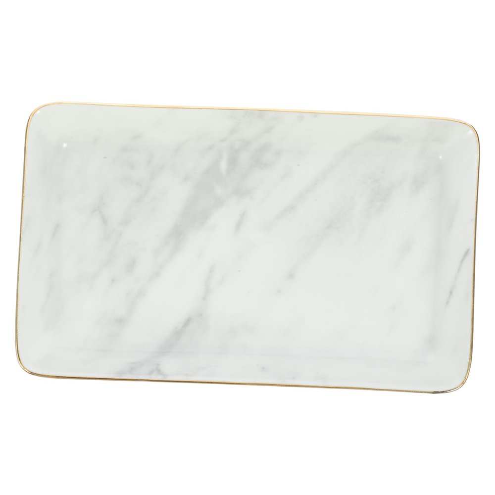 WHAMVOX Ceramic Jewelry Tray with Marble Pattern Decorative Necklace and Ring Holder Nordic Style Storage for Home Desktop and Jewelry Display Large for Daily Use