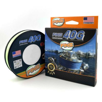 FINS 40G Super Round Braided Fishing Line USA Made - High Strength-to-Diameter Ratio, Smooth Mono Feel, 8 Fiber Bundle Over-Braiding, No Fluff Design - Chartreuse - 85 lb - 3000 Yds