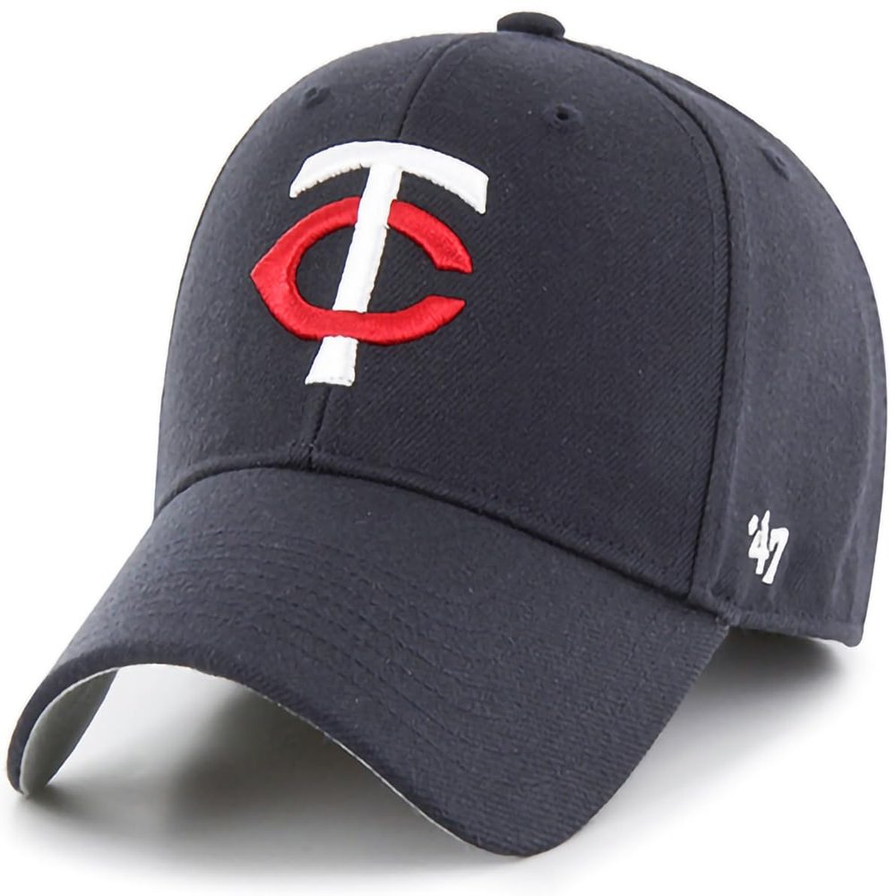 47 MLB Team Color Primary Logo MVP Adjustable Hat, Adult One Size Fits All - Minnesota Twins - Navy