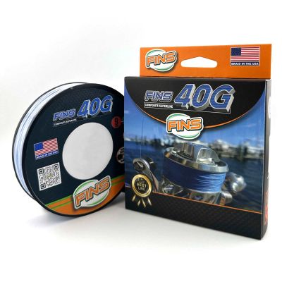 FINS 40G Super Round Braided Fishing Line USA Made - High Strength-to-Diameter Ratio, Smooth Mono Feel, 8 Fiber Bundle Over-Braiding, No Fluff Design - Blue - 85 lb - 3000 Yds