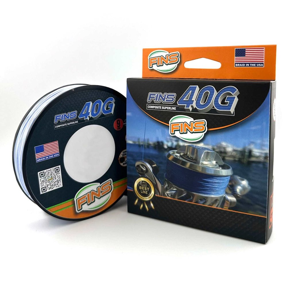 FINS 40G Super Round Braided Fishing Line USA Made - High Strength-to-Diameter Ratio, Smooth Mono Feel, 8 Fiber Bundle Over-Braiding, No Fluff Design - Blue - 85 lb - 3000 Yds