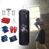 QSTDGVPW Premium Boxing Set with Gloves and Hanging Bag for Home Gym, Black 120cm view 3