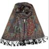 Achillea Soft Silky Reversible Paisley Pashmina Shawl Wrap Scarf w/Fringes (Tapestry Black) view 1
