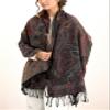 Achillea Soft Silky Reversible Paisley Pashmina Shawl Wrap Scarf w/Fringes (Tapestry Black) view 3