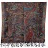 Achillea Soft Silky Reversible Paisley Pashmina Shawl Wrap Scarf w/Fringes (Tapestry Black) view 4