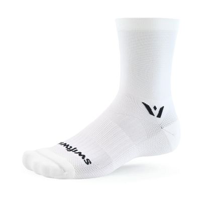 Swiftwick - ASPIRE FIVE Cycling Socks, Maximum Breathability, Crew (White, Large)