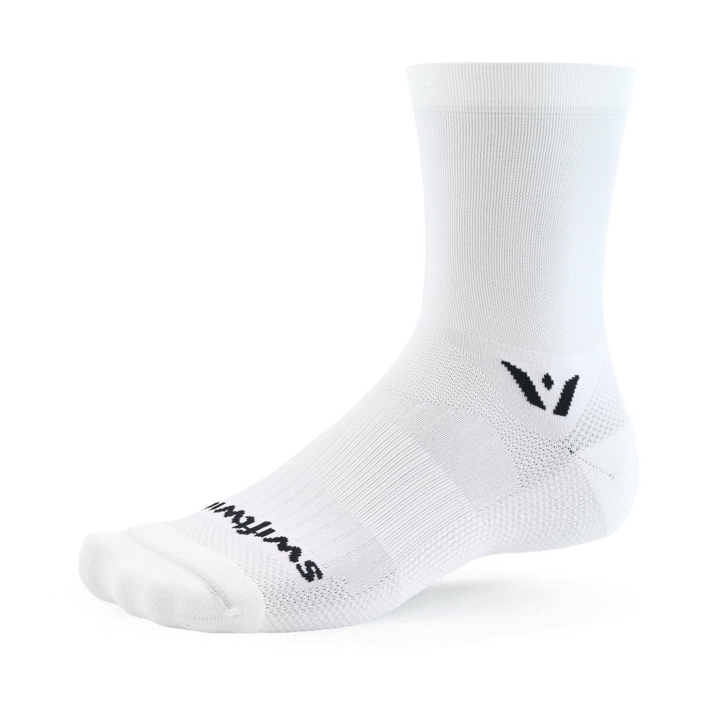 Swiftwick - ASPIRE FIVE Cycling Socks, Maximum Breathability, Crew (White, Large)