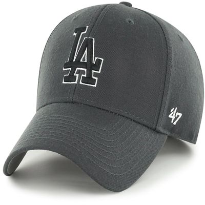 47 Brand MLB Charcoal Gray Team Color Primary Logo MVP Adjustable Structure Baseball Cap Hat, Adult One Size Fits All - Los Angeles Dodgers Charcoal Gray