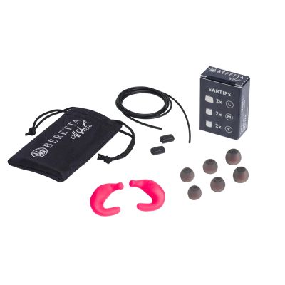 Beretta Mini Headset E2 32db SNR Soft Silicone Ergonomic Shooting Noise Protection, Fuchsia Fluo