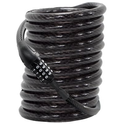 Lumintrail Long Coiled Bike Cable Lock 3/8 Inch (4, 6, 10, 15, 30ft), Weatherproof Locks for Kayak, Bike, Scooter, Paddleboard, Outdoor Equipment, Resettable Combination Lock Anti Theft Protection