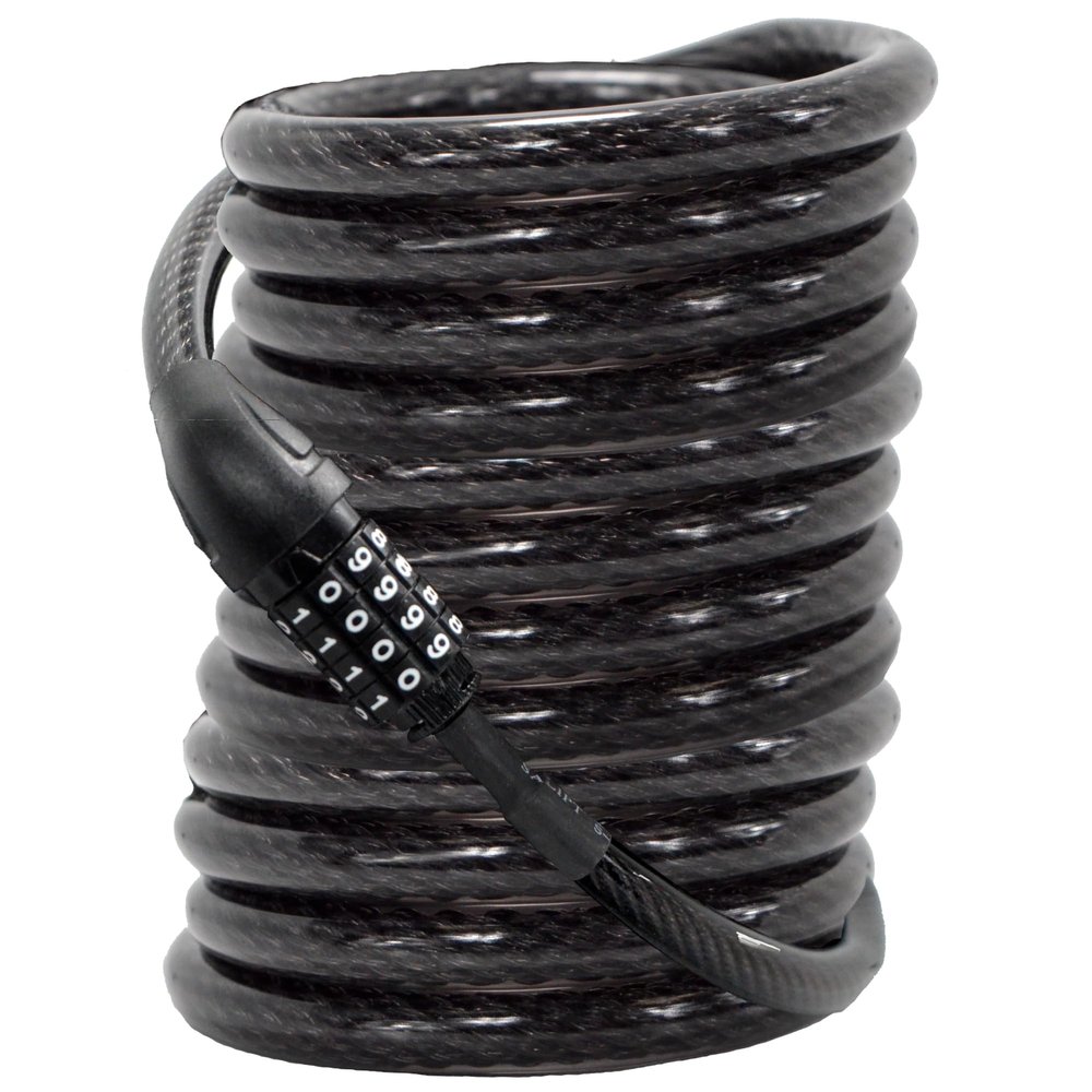 Lumintrail Long Coiled Bike Cable Lock 3/8 Inch (4, 6, 10, 15, 30ft), Weatherproof Locks for Kayak, Bike, Scooter, Paddleboard, Outdoor Equipment, Resettable Combination Lock Anti Theft Protection