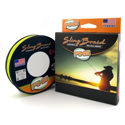 FINS Sling Braided Fishing Line - Versatile, Compact Braid for All Fisheries - Super Smooth 8-End, 20% Stronger, Soft for Delicate Baits, Made in USA - Chartreuse - 15 lb - 4000 Yds
