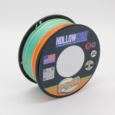 FINS Hollow Core Braided Fishing Line - USA Made, Spliceable Braid for Bluewater Angling, Superior Knotless Leader Transition - 16-Strand for Increased Reel Capacity - METERED - 150 lb - 1200 Yds