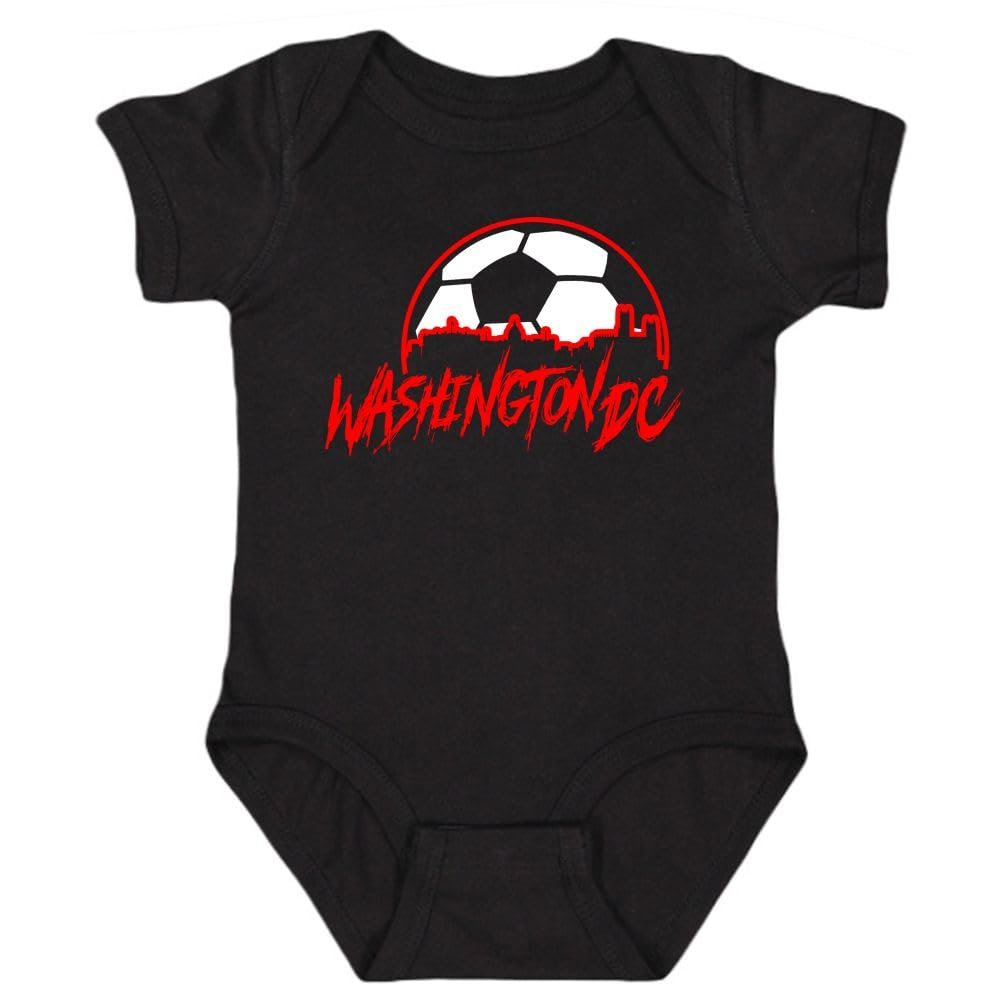Washington DC Skyline Kid's Bodysuit for Soccer Fans (Black,24M)