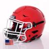 Riddell SpeedFlex Adult w/White SF-2EG-II Facemask + US Flag Decal (Scarlet Helmet, Small Helmet) - Green Gridiron view 3