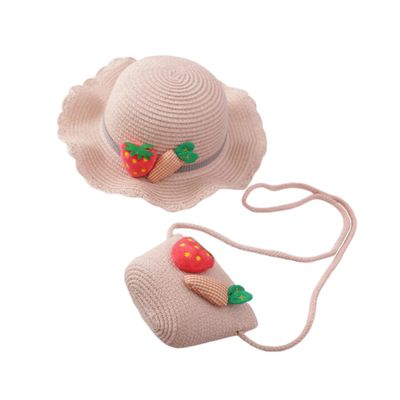LIFKOME 1set Adorable Boys and Girls Straw Sun Hat Cosplay Bag for Beach and Outdoor Activities