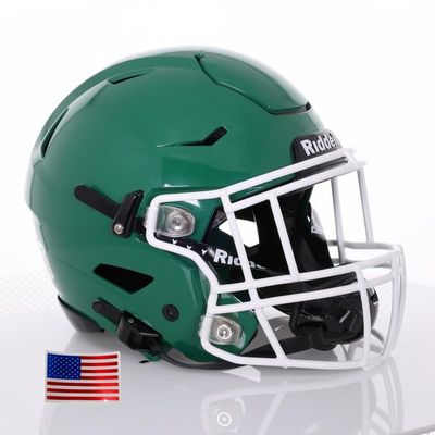 Riddell SpeedFlex Adult w/White SF-2EG-II Facemask + US Flag Decal (Kelly Green Helmet, Large Helmet) - Green Gridiron