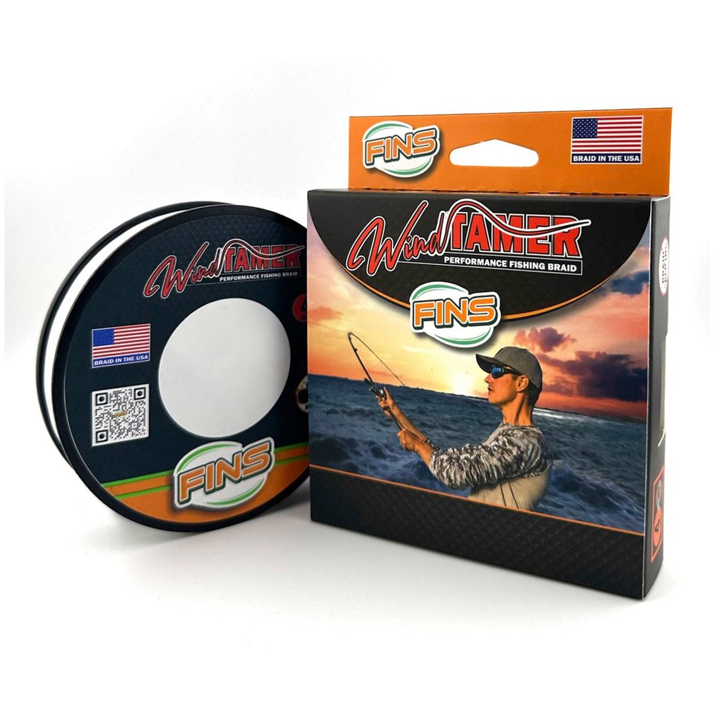 FINS Windtamer Braided Fishing Line - Versatile, Compact Braid for All Fisheries, Reduces Wind Knots and Rod Tip Wraps - High Performance 4-End Braid - White - 8 lb - 1500 Yds