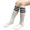 COUVER Women Cotton Tube 3 Stripes Activewear Knee-High Socks, Women Shoe Size 5-9, 1 Pair, White Black view 2