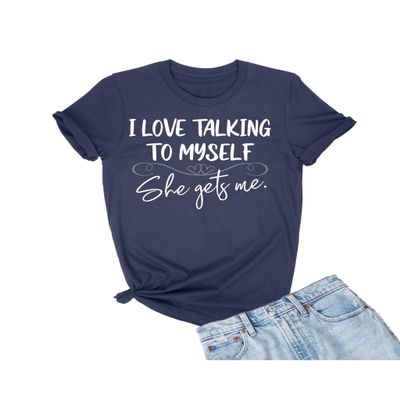 5X-Large Navy Blue Mens I Love Talking to Myself She Gets Me Funny T-Shirt