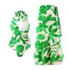 AFAVOM Women's One Piece Swimsuits with Cover up Wrap Skirt Sarong Retro Floral Print Swimsuit Bathing Suit Ruffle V-Neck Monokini Swimwear Coverups Two Piece Bikini Set Beachwear Green Leaves S view 1