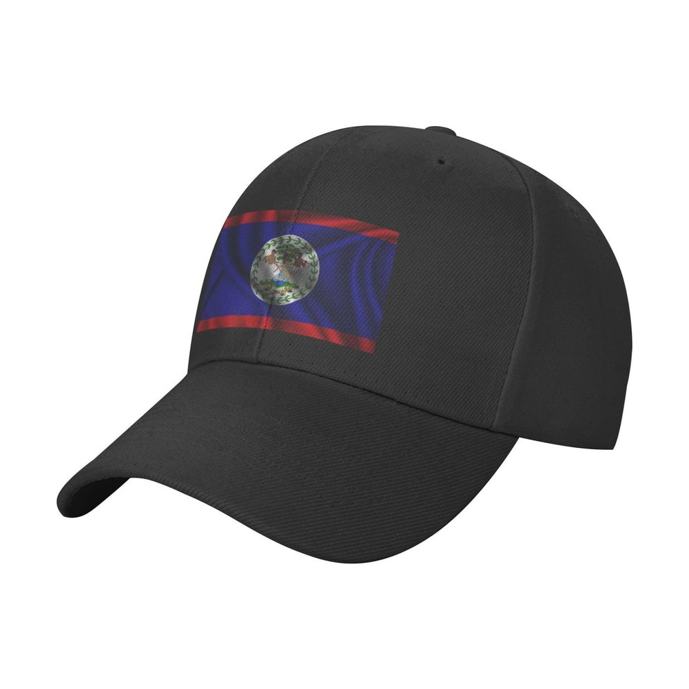 Adjustable Silk Style Flag of Belize Baseball Caps for Men Women Hat Truck Driver Hats Funny Baseball Cap Black