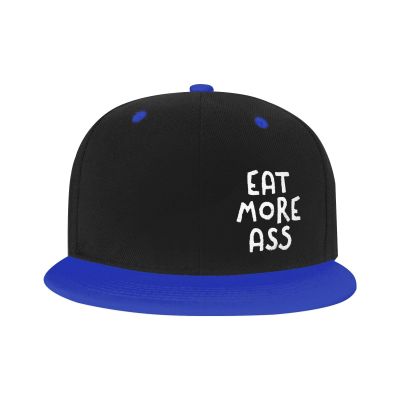 Eat More Ass Hat Flat Brim Baseball Cap Hip Hop Hat Trucker Dad Hats Blue