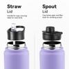 24oz Insulated Water Bottle with Straw Lid, Stainless Steel Metal Water Bottle with Straw & Wide Mouth Lid, Double Wall Vacuum Water Bottle for Hiking Camping, Lavender 4 Pack view 3