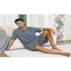 EISHOPEER Men's Ribbed Knit Pajamas 2 Piece Lounge Sets Matching Summe Outfits Sweatsuit Top and Shorts with Pockets Blue Grey XX-Large view 3