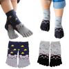 Pursuestar 2 Pairs Five Finger Toe Socks Athletic Casual Cartoon Animal Dog Cat Split Socks for Kids Boys Girls 3-12 Years view 1