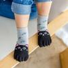 Pursuestar 2 Pairs Five Finger Toe Socks Athletic Casual Cartoon Animal Dog Cat Split Socks for Kids Boys Girls 3-12 Years view 3