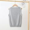 Miaeowve Kids Boys Girls Unisex Sleeveless Sweater Vest Pullover Knitted Jumper Student School Uniform Grey A 9-10 Years view 3