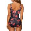 STUOARTE Skull Printed Women One Piece Swimsuit Vintage Round Neck Tank Swimwear Athletic Sport Bathing Suit Retro Beachwear view 4