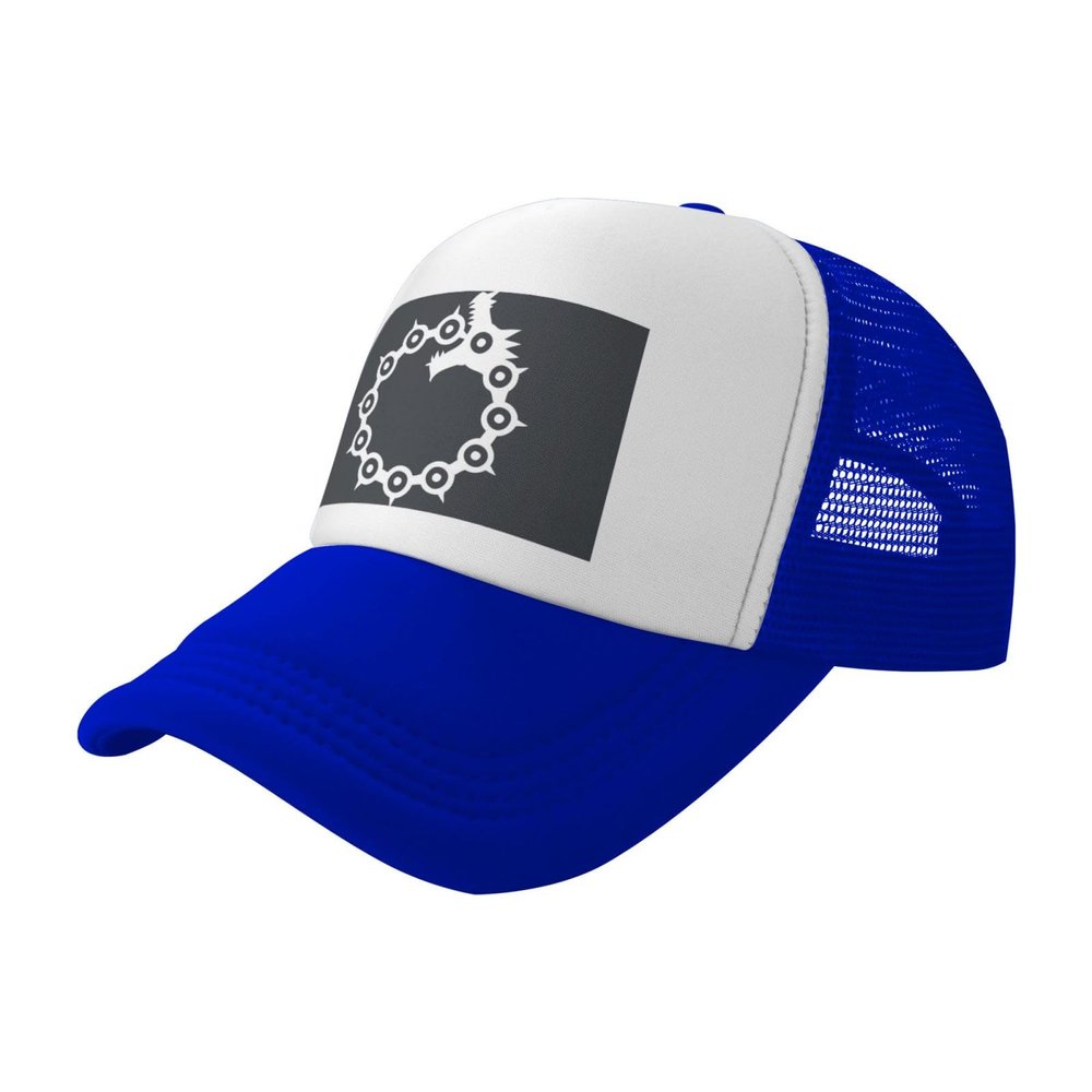 ADTEMP Anime Seven Deadly Sins Wrath Tattoo Unisex Adjustable Outdoor Adult Mesh Baseball Hat Truck Hat Sandwich Hat Blue