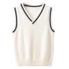 Miaeowve Kids Boys Girls Unisex Sleeveless Sweater Vest Pullover Knitted Jumper Student School Uniform White A 9-10 Years view 1