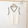 Miaeowve Kids Boys Girls Unisex Sleeveless Sweater Vest Pullover Knitted Jumper Student School Uniform White A 9-10 Years view 2