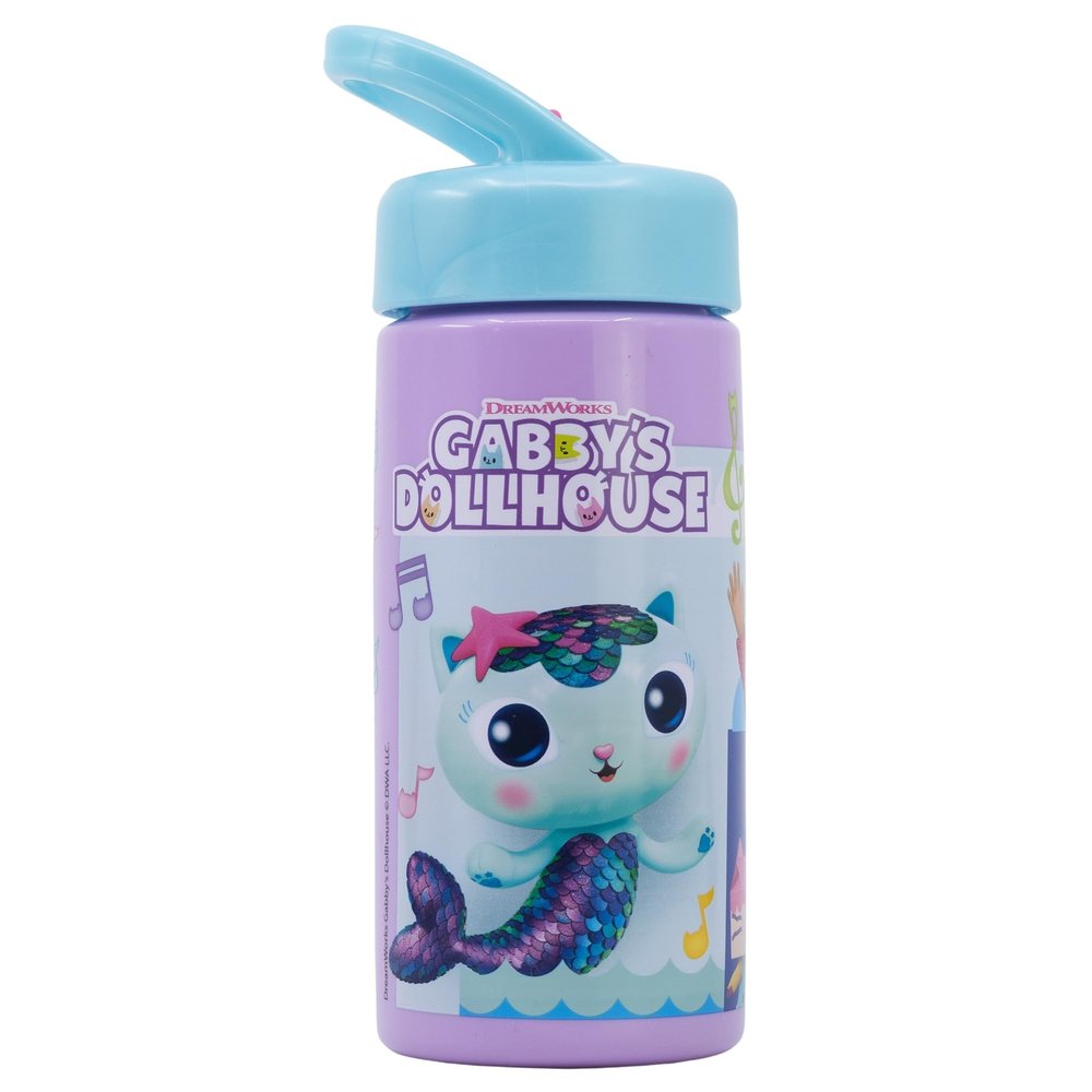 GABBY'S Dollhouse Sports Water Bottle with Straw and Built-in Handle 410ml
