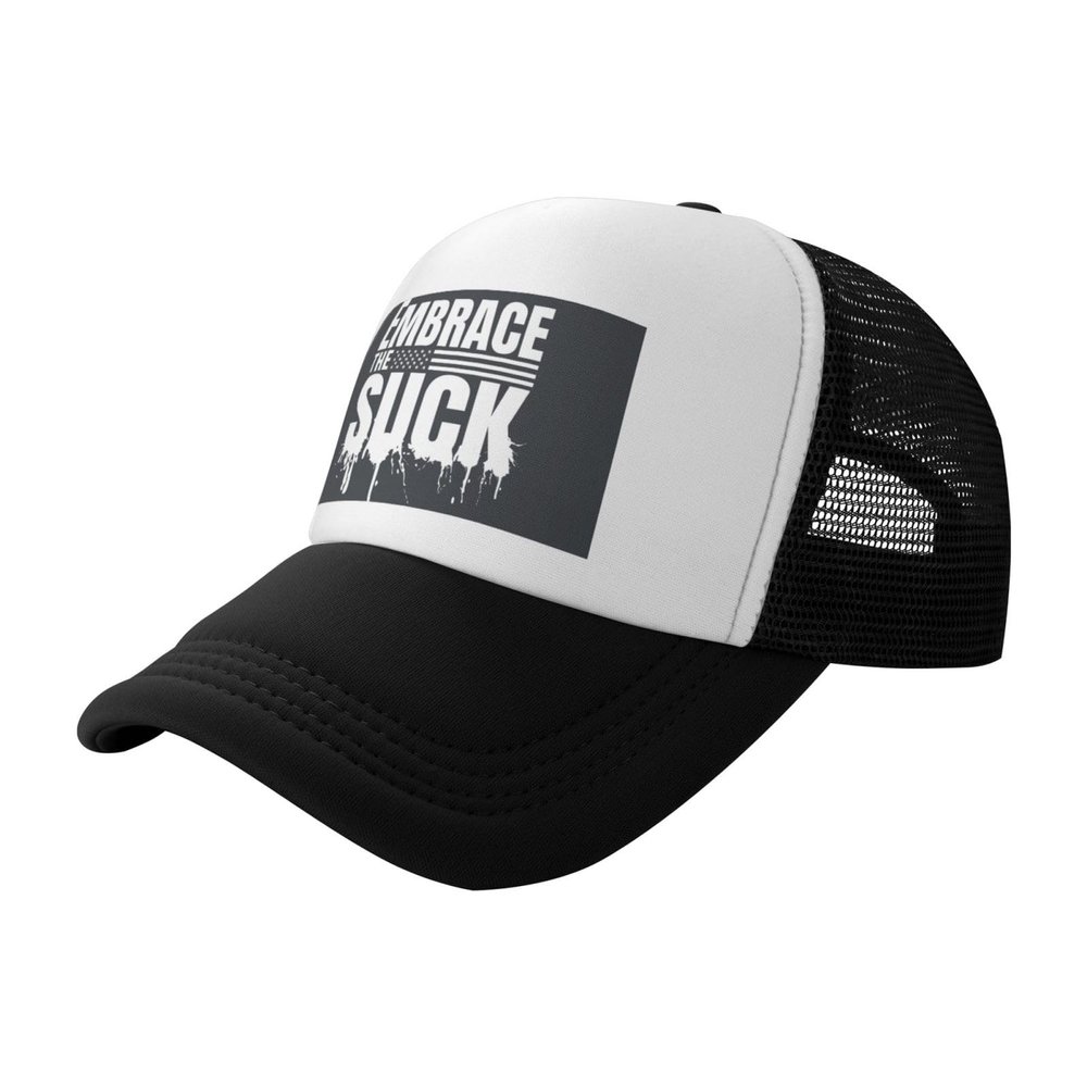 ADTEMP Embrace The Suck Unisex Adjustable Outdoor Adult Mesh Baseball Hat Truck Hat Sandwich Hat Black