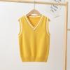 Miaeowve Kids Boys Girls Unisex Sleeveless Sweater Vest Pullover Knitted Jumper Student School Uniform Yellow A 5-6 Years view 2