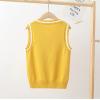 Miaeowve Kids Boys Girls Unisex Sleeveless Sweater Vest Pullover Knitted Jumper Student School Uniform Yellow A 5-6 Years view 3