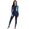 IMEKIS Women One Piece Full Body Rash Guard Swimsuit UV Protection Floral Print Surfing Bathing Beachwear Zipper Swimwear Suit Navy Blue Print Large view 1