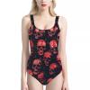 STUOARTE Skull Printed Women One Piece Swimsuit Vintage Round Neck Tank Swimwear Athletic Sport Bathing Suit Retro Beachwear view 1