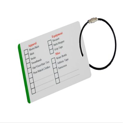 Tennis Gear Checklist Reminder, Customize, Organize Sports Equipment Bag, Secure Stainless Steel Keychain Cable Ring (White)