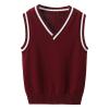 Miaeowve Kids Boys Girls Unisex Sleeveless Sweater Vest Pullover Knitted Jumper Student School Uniform Burgundy A 7-8 Years view 1