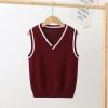 Miaeowve Kids Boys Girls Unisex Sleeveless Sweater Vest Pullover Knitted Jumper Student School Uniform Burgundy A 7-8 Years view 2