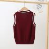 Miaeowve Kids Boys Girls Unisex Sleeveless Sweater Vest Pullover Knitted Jumper Student School Uniform Burgundy A 7-8 Years view 3